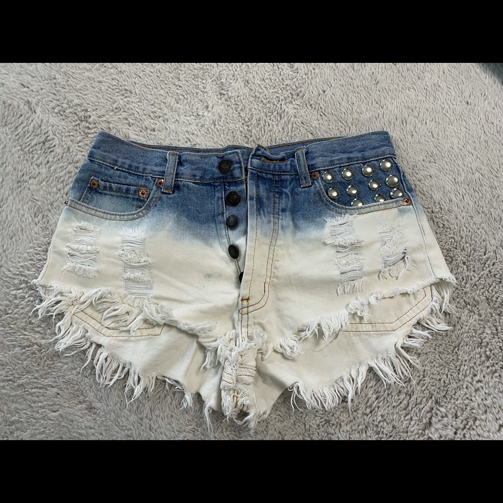 Distressed jean shorts